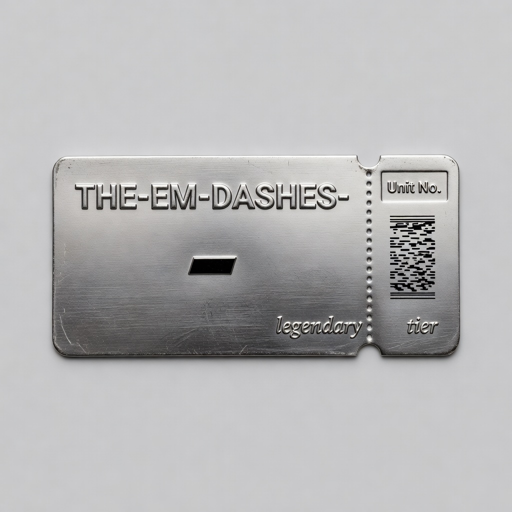 Chrome tier loyalty ticket, brushed metal, embossed.